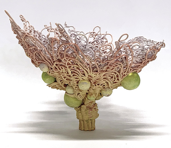 7 Varied focus, 5⅞ in. (15 cm) in diameter, 3D-printed ceramic, 2020.